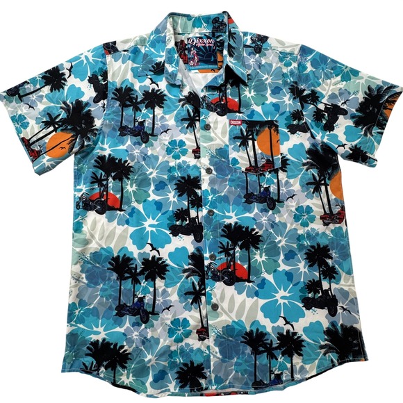 DIXXON Other - Dixxon Aloha Series Motorcycle Tropical Blue Button Down Large Mens Shirt